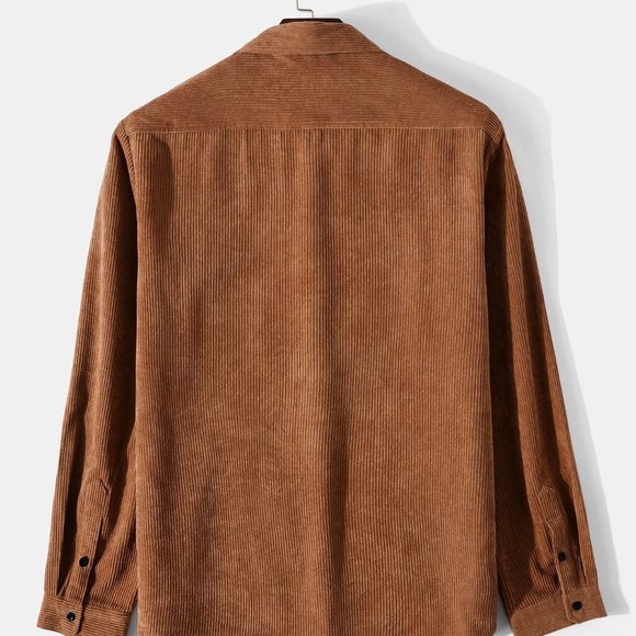 Corduroy Button Through Men's Shirt With Flap Pock - Picture 2 of 7